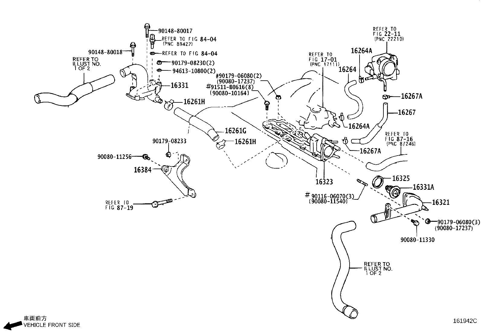 lexus-rx-350-engine-coolant-hose-water-by-pass-water-162610p030