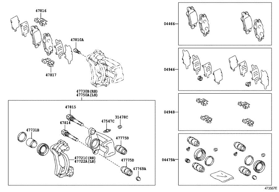 Lexus RX 350 Shim kit, anti squeal(for rear disc brake). Pads