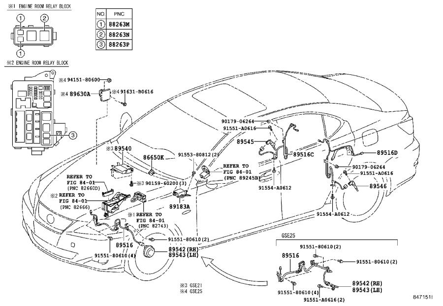 Lexus IS 250 Abs wheel speed sensor wiring harness. Electrical, vsc