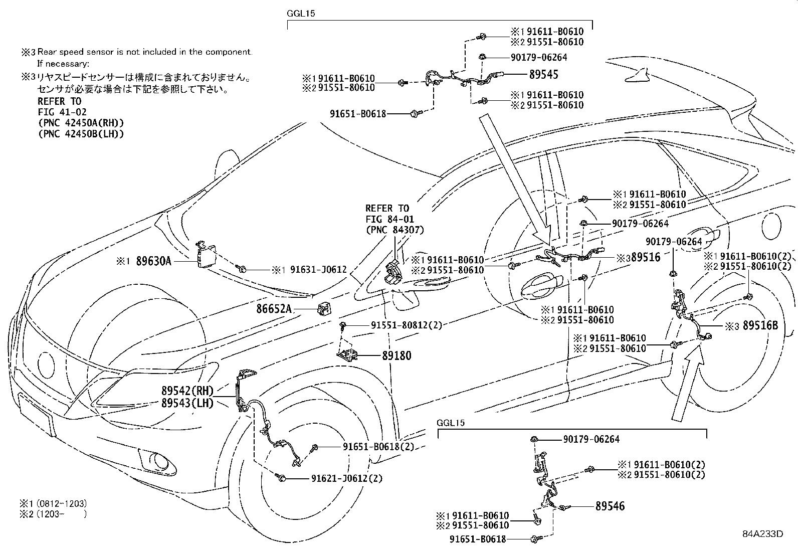 Lexus RX 350 Wire, skid control sensor. Electrical - 895160E040 | Bell