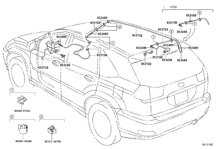 Lexus RX 350 Hose, rear washer (from joint to joint), no. 3. Electrical